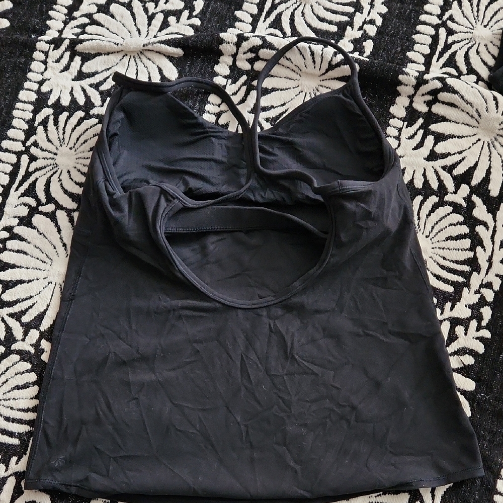 Athleta Black Performance Top with White Logo